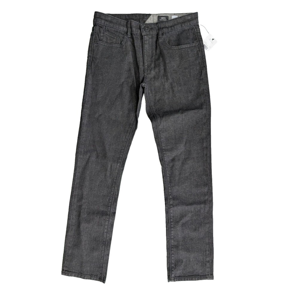 Volcom Vorta Slim Straight Jeans Size 28 Black Stretch Denim NWT